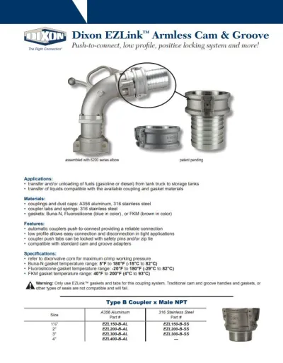 Dixon EZLink Armless Cam & Groove